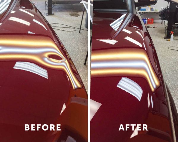 Paintless Dent Repair Before and After Comparison Tampa Florida - Auto Paint Guard